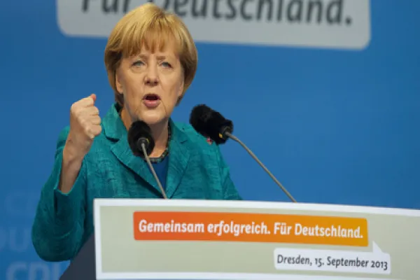 Germany's Chancellor Angela Merkel Campaigns In Dresden