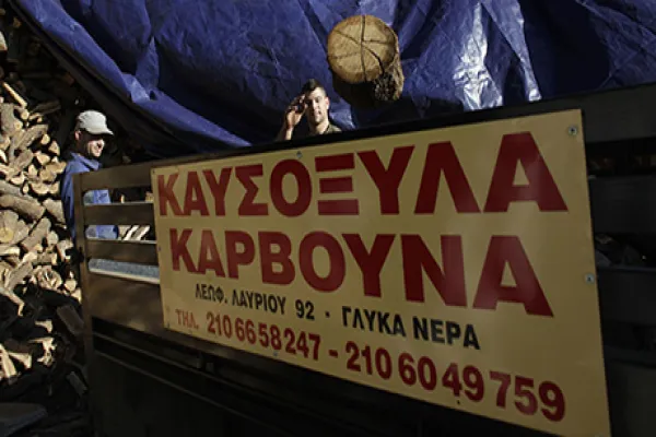 Wood Supply Yard As Greeks Buy Fuel For Heating