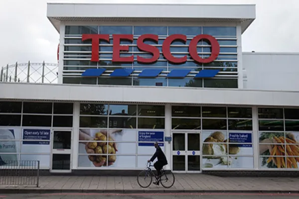A Tesco Supermarket As The Group Announces Their First Profit Decline In Almost Two Decades