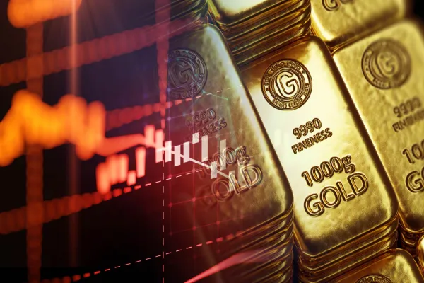 stack of  shiny gold bars on financial gold price graph  3d illustration