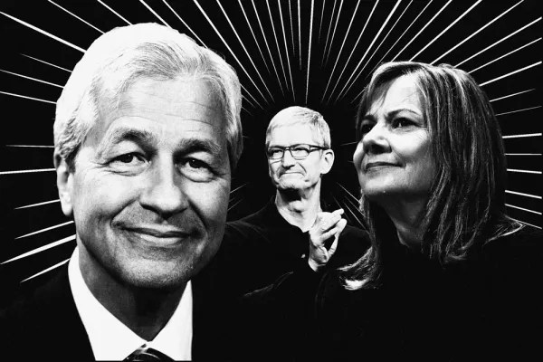 Jamie Dimon, Tim Cook and Mary Barra. (Bloomberg)