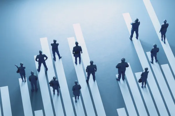 Group of people at different starting positions