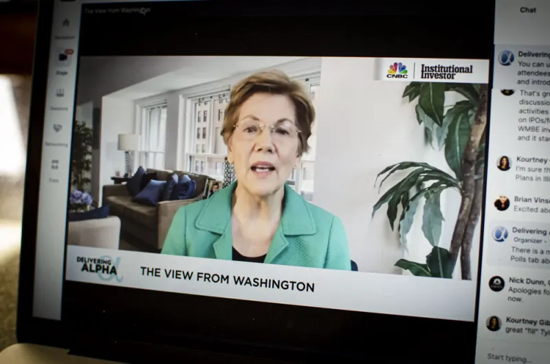 Elizabeth Warren at the Delivering Alpha virtual conference. (II photo)