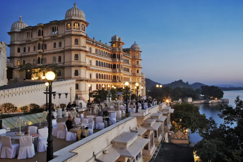 Fateh Prakash Palace, built along the shores of Lake Pichola. This Grand Heritage Hotel was named after Maharana Fateh Singh, a great leader of the Merwar dynasty. Udaipur, India.