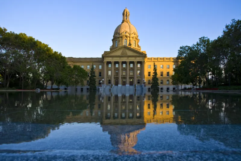 View of the Alberta Legislature Building across the water