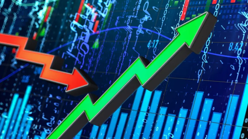 Financial Trading Concept with Green and Red Up Down Arrows