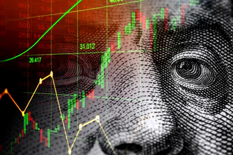 Cash dollar bill and stock market indicators