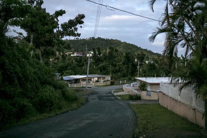 Homes without electricity in the town of Jacanas, Yabucoa, Puerto Rico, May 2018. (Xavier Garcia/Bloomberg)